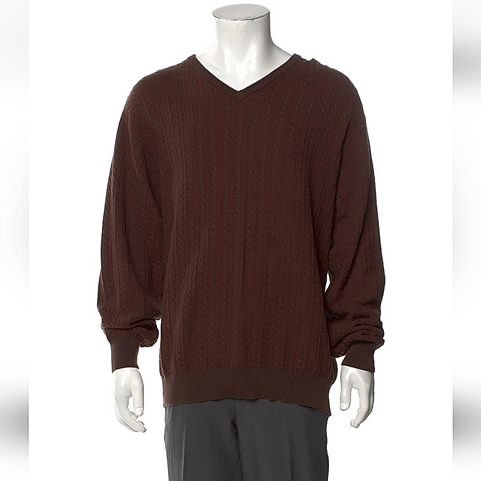 Vintage Pendleton Brown Knit V-Neck Pullover